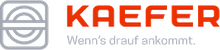 Logo of KAEFER with a stylized circular design on the left and the slogan "Wenn’s drauf ankommt" below in gray text.