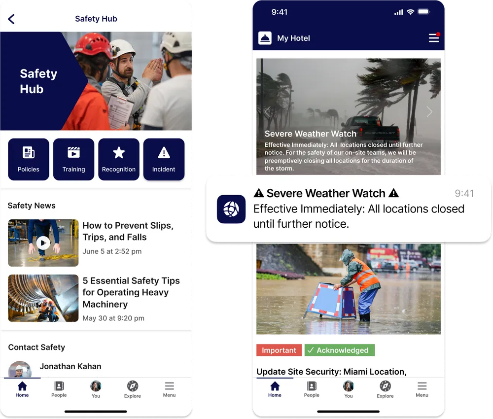 screenshots of phones depicting an emergency update