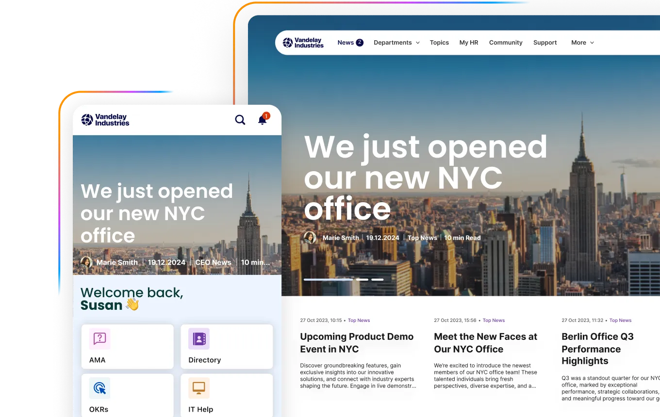 Intranet screen