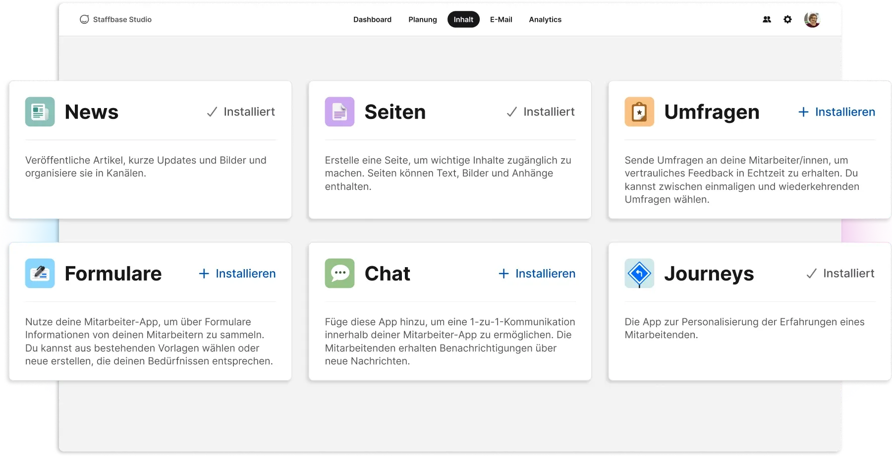 Staffbase studio content