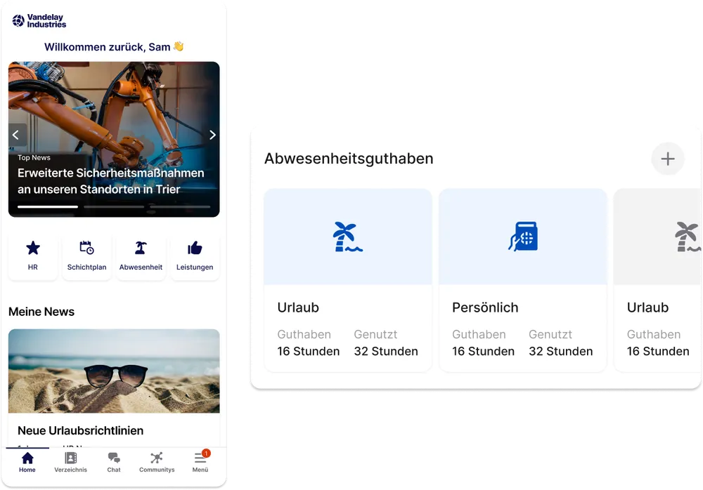 zeiterfassung, clocking in, phone screen